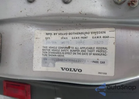 1989 Volvo 760 from USA, damaged, VIN YV1GA8745K0062221